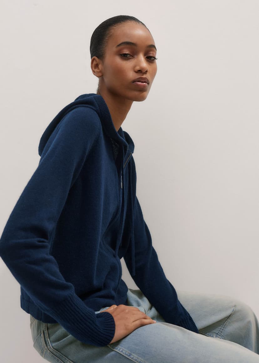 ME+EM Relaxed Zip Hoodie | Navy | Image 3
