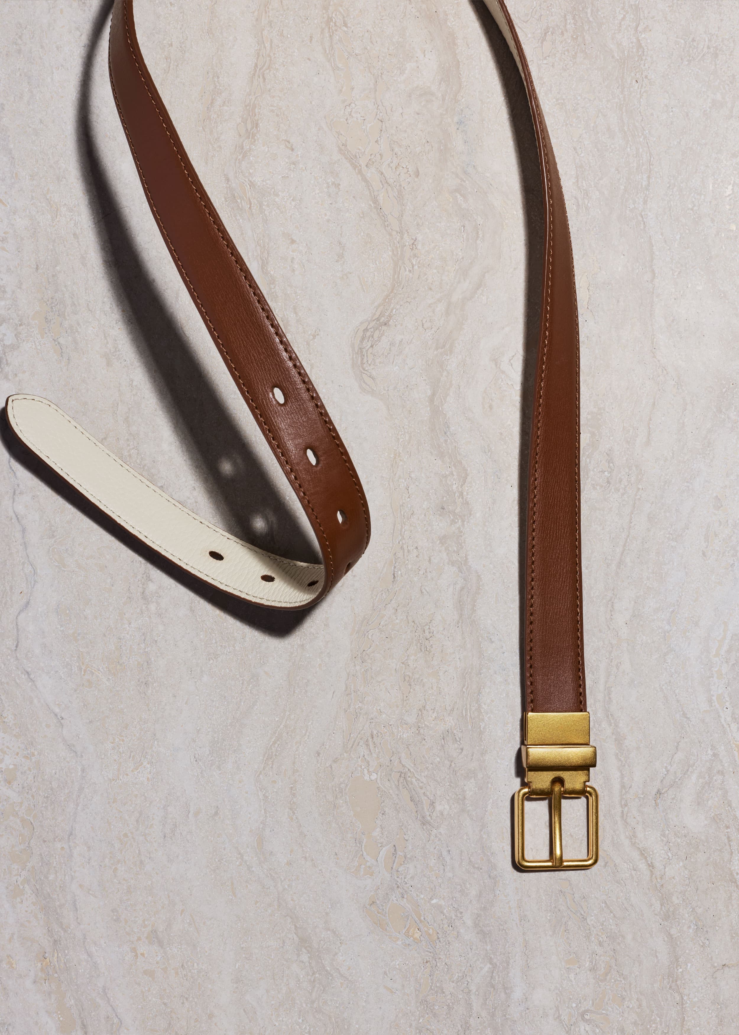 ME+EM Reversible Belt | Dark Tan/Buttercream | Image 3