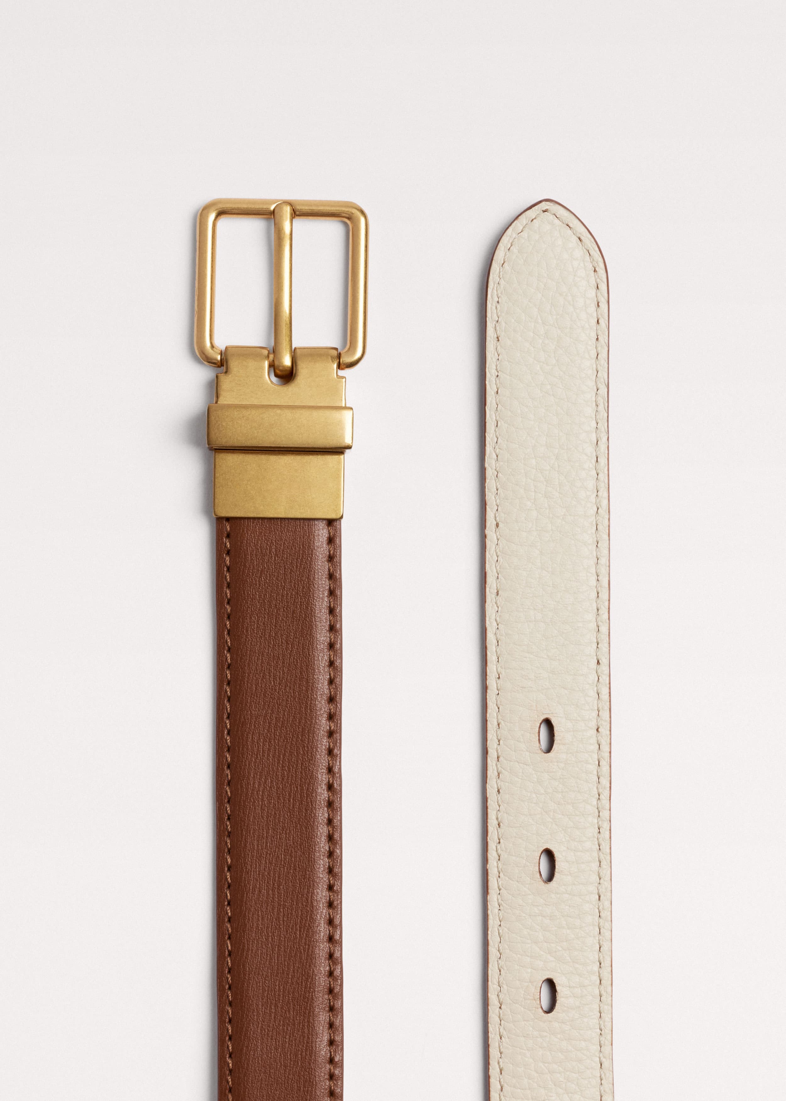 ME+EM Reversible Belt | Dark Tan/Buttercream | Image 4