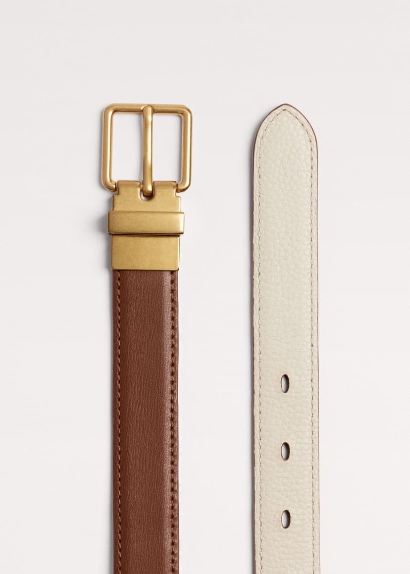 ME+EM Reversible Belt | Dark Tan/Buttercream | Image 4