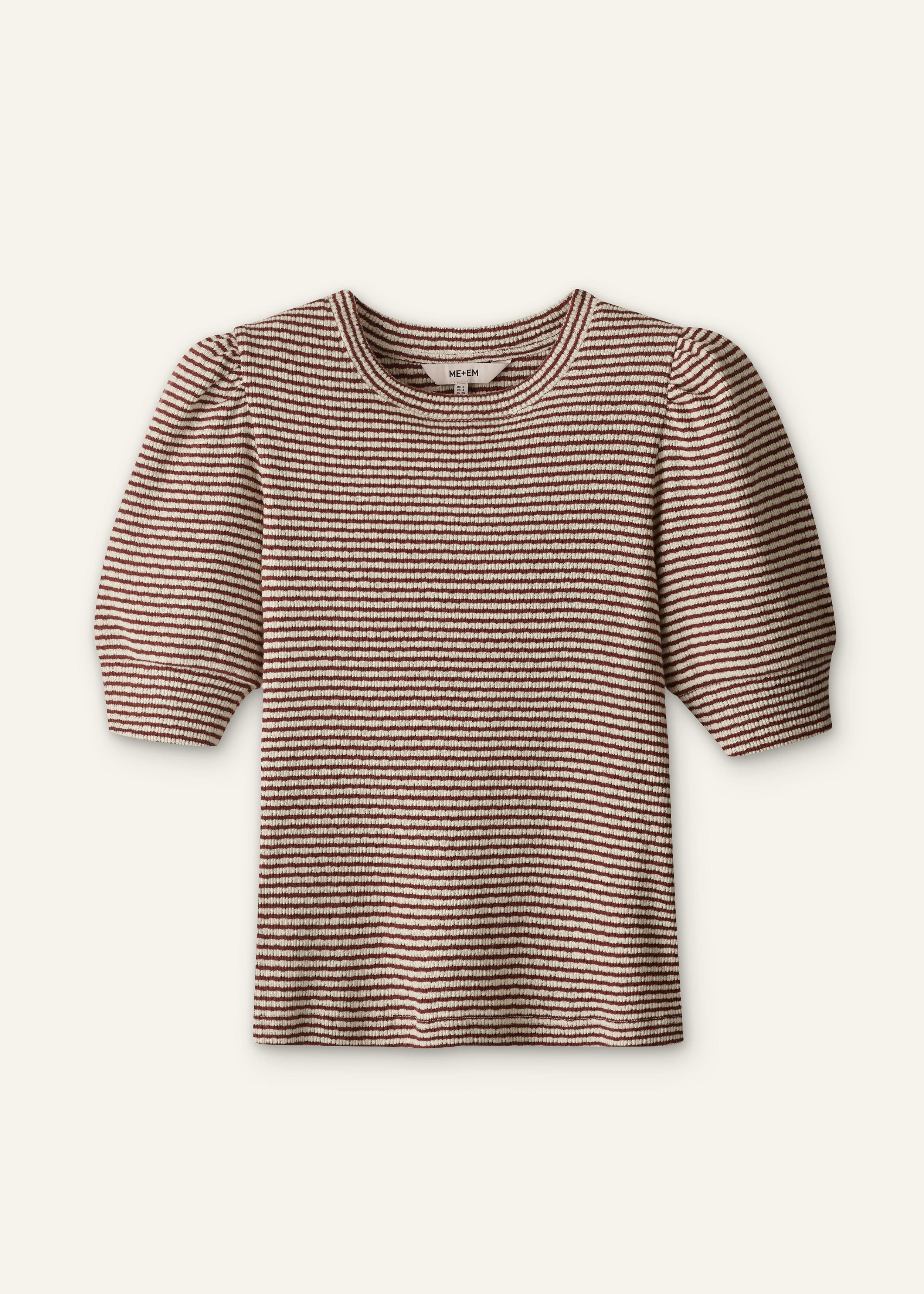 ME+EM Feminine Sleeve Tee | Cinnamon Brown/Light Cream | Image 6