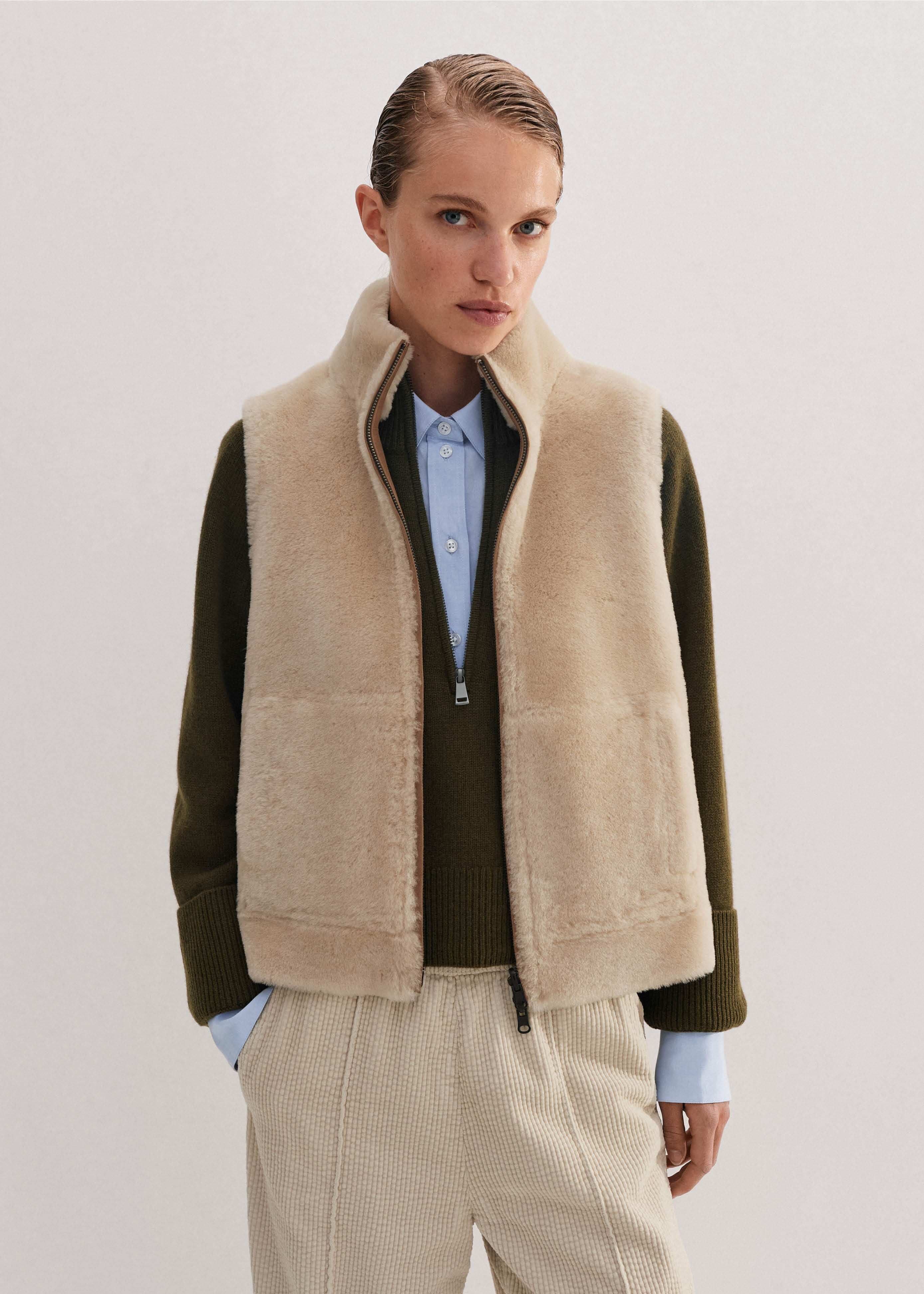 Reversible Shearling Zip Vest