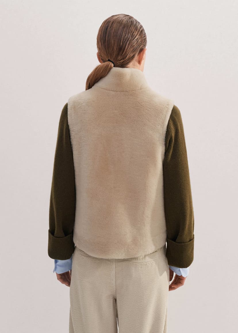 ME+EM Reversible Shearling Zip Vest | Cream | Image 8