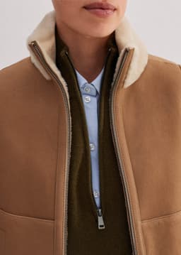 ME+EM Reversible Shearling Zip Vest | Cream | Image 2