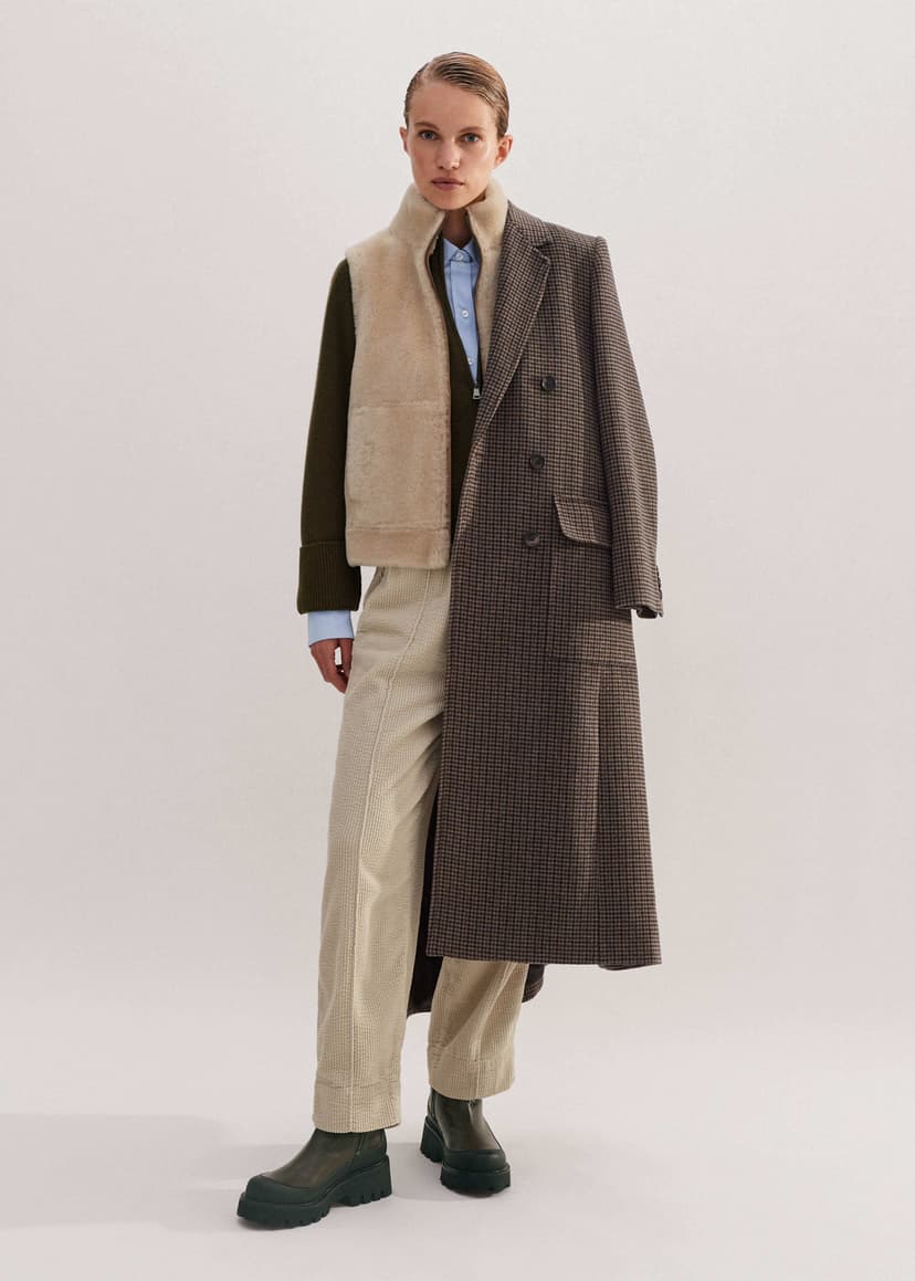 ME+EM Reversible Shearling Zip Vest | Cream | Image 3