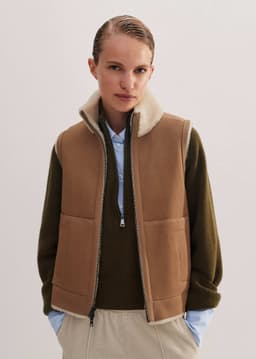 ME+EM Reversible Shearling Zip Vest | Cream | Image 5