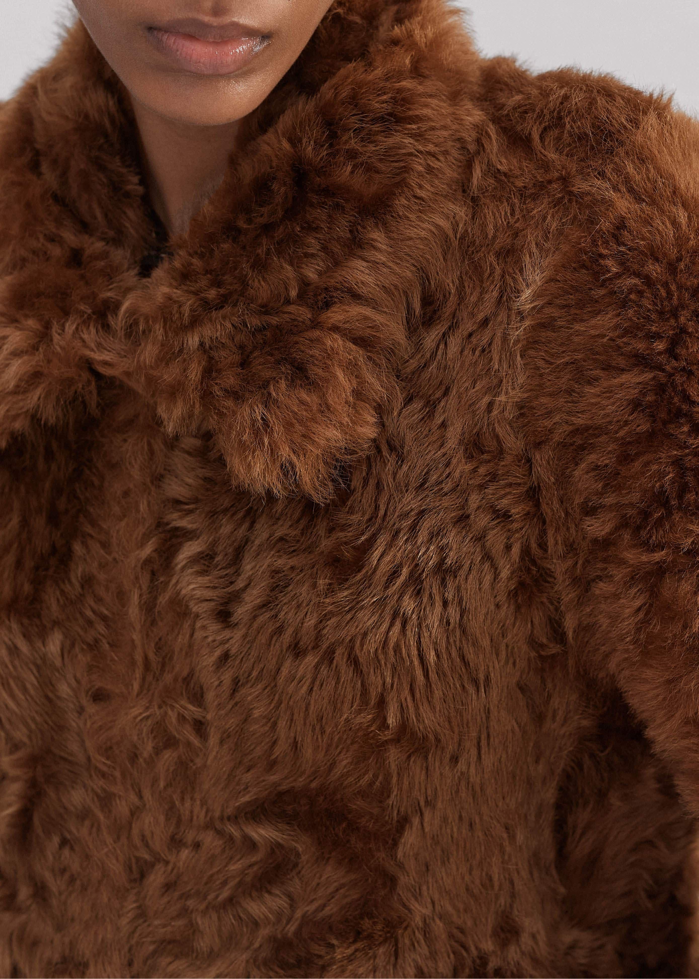 ME+EM Luxe Shearling Swing Coat | Toffee | Image 2