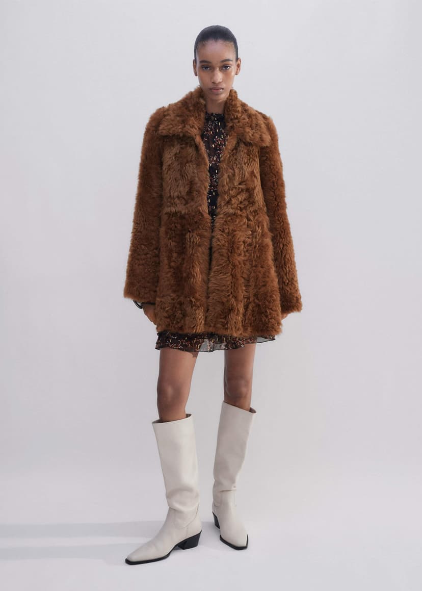 ME+EM Luxe Shearling Swing Coat | Toffee | Image 4