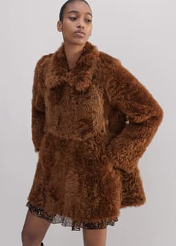 ME+EM Luxe Shearling Swing Coat | Toffee | Image 1