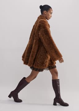 ME+EM Luxe Shearling Swing Coat | Toffee | Image 5