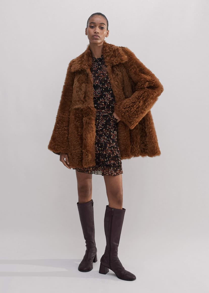 ME+EM Luxe Shearling Swing Coat | Toffee | Image 6