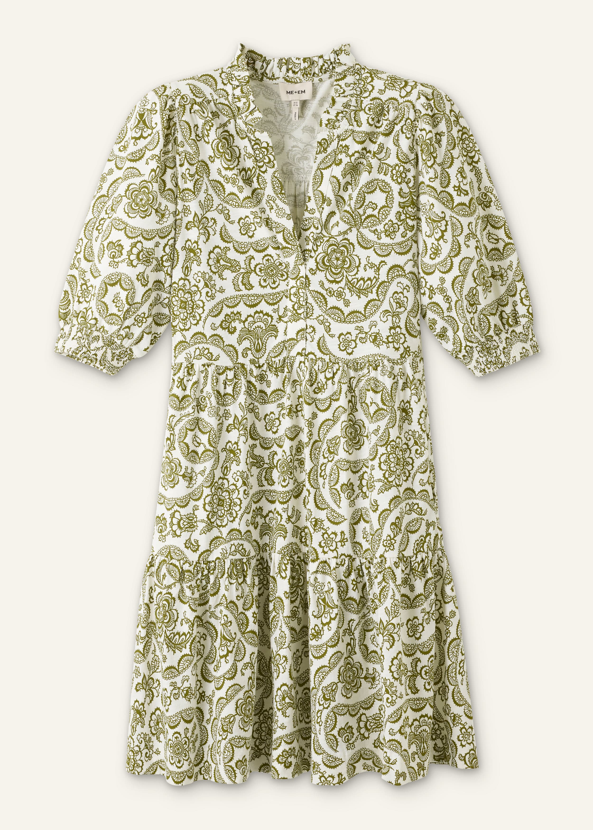 ME+EM Tiered Short Dress | Green Multi | Image 7