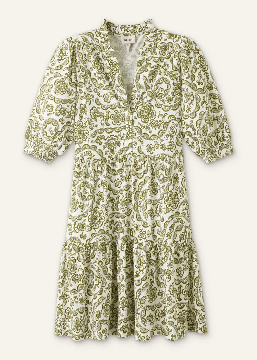 ME+EM Tiered Short Dress | Green Multi | Image 7