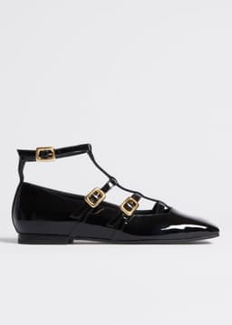 ME+EM Caged T-Bar Ballerina Flat | Black | Image 3