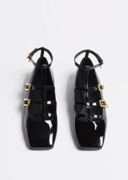 ME+EM Caged T-Bar Ballerina Flat | Black | Image 1