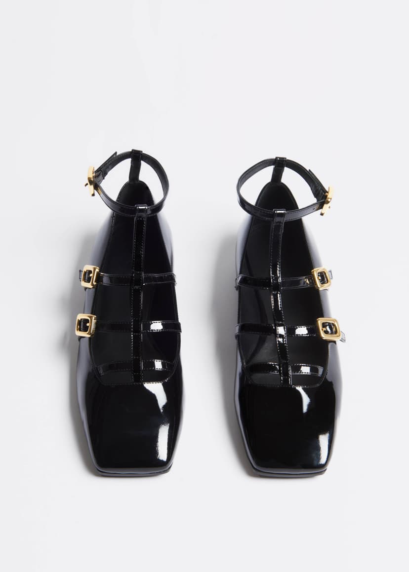ME+EM Caged T-Bar Ballerina Flat | Black | Image 1