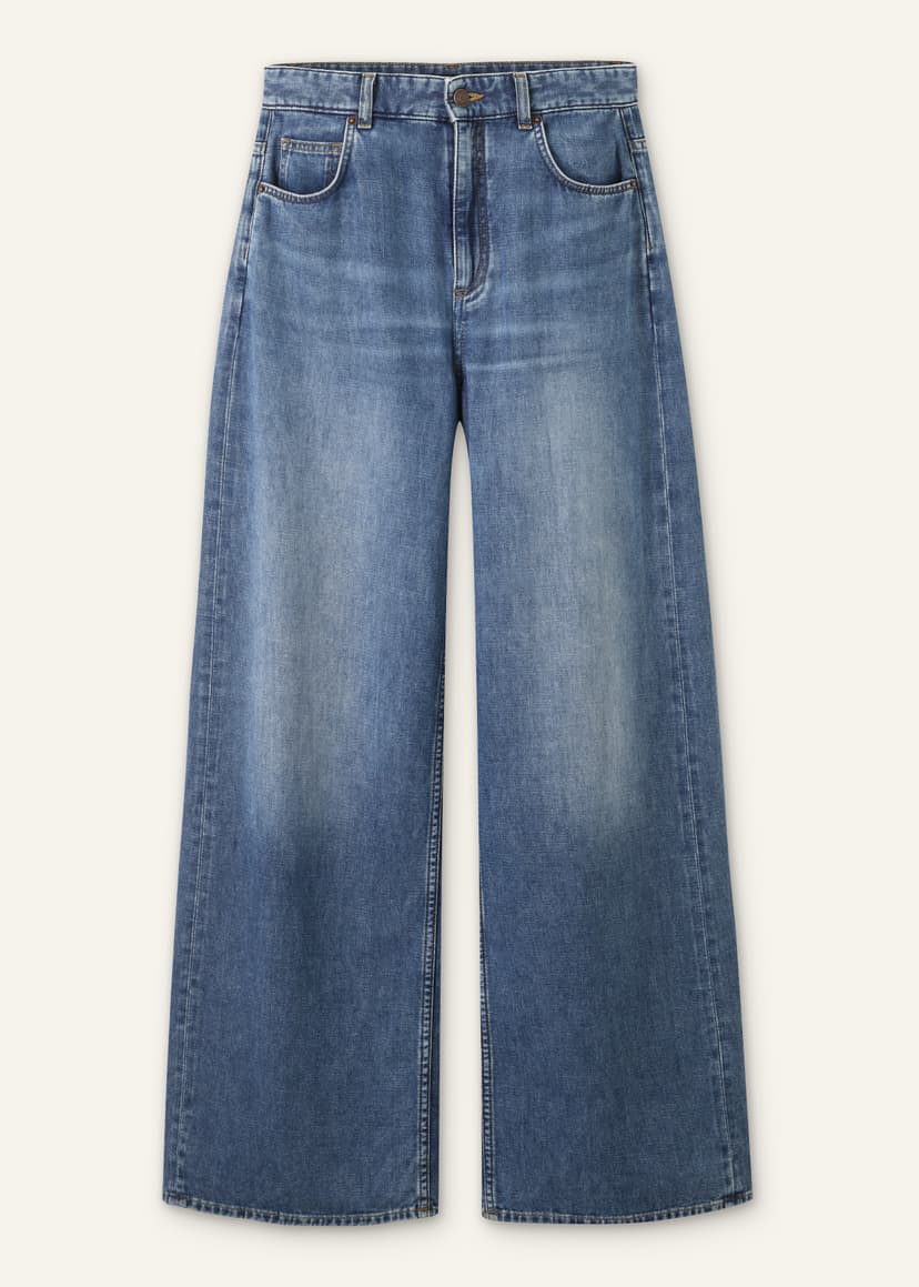 ME+EM Relaxed Baggy Jean | Mid Blue Wash | Image 7