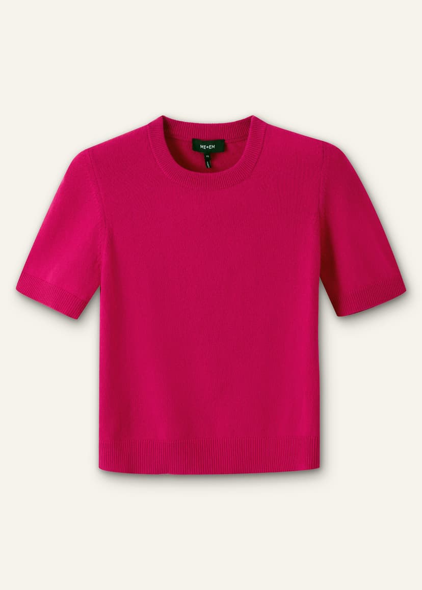 ME+EM Cashmere Crop Tee | Hibiscus Pink | Image 6