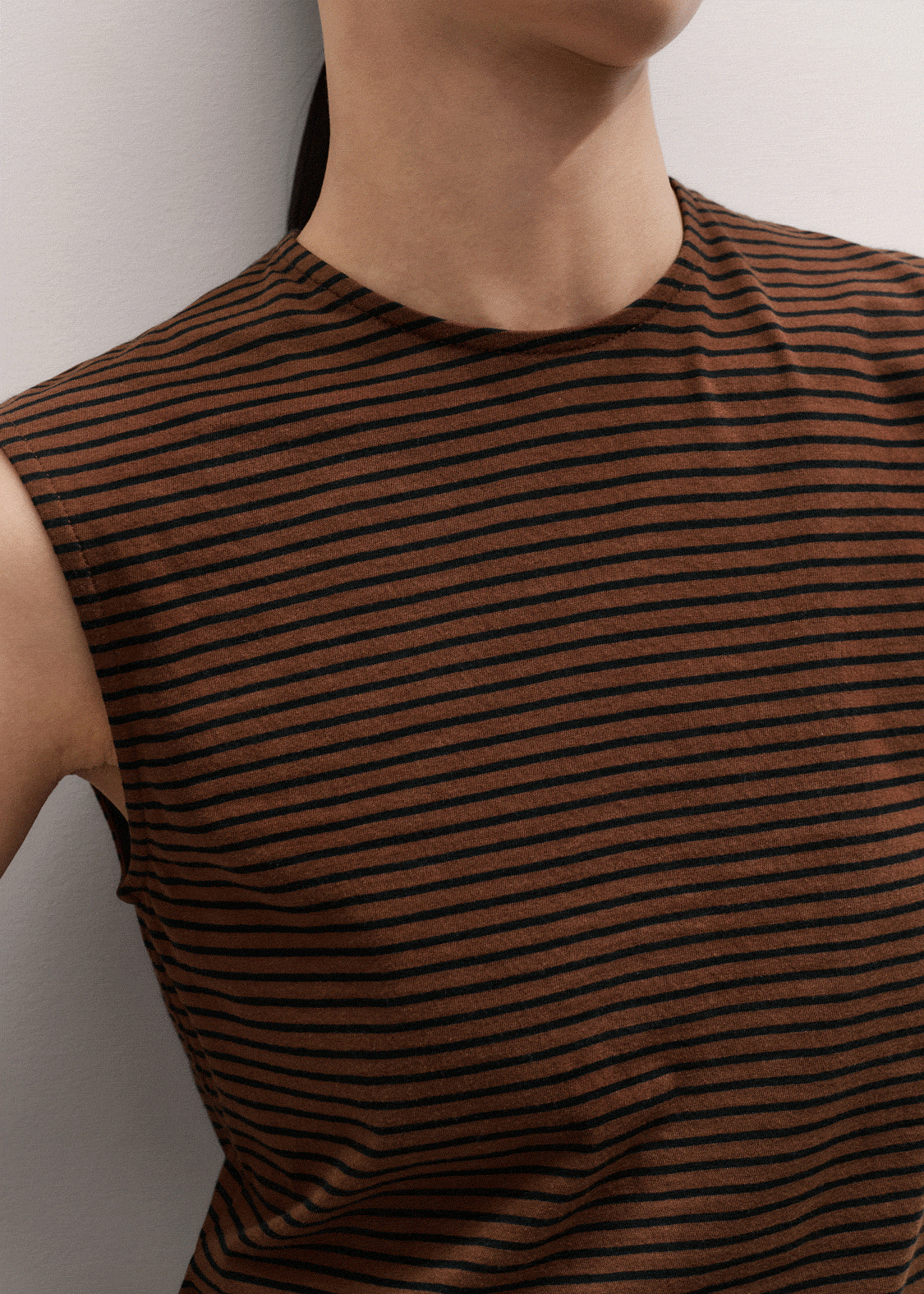 ME+EM Scarf Neck Tank | Pecan Brown/Black | Image 3