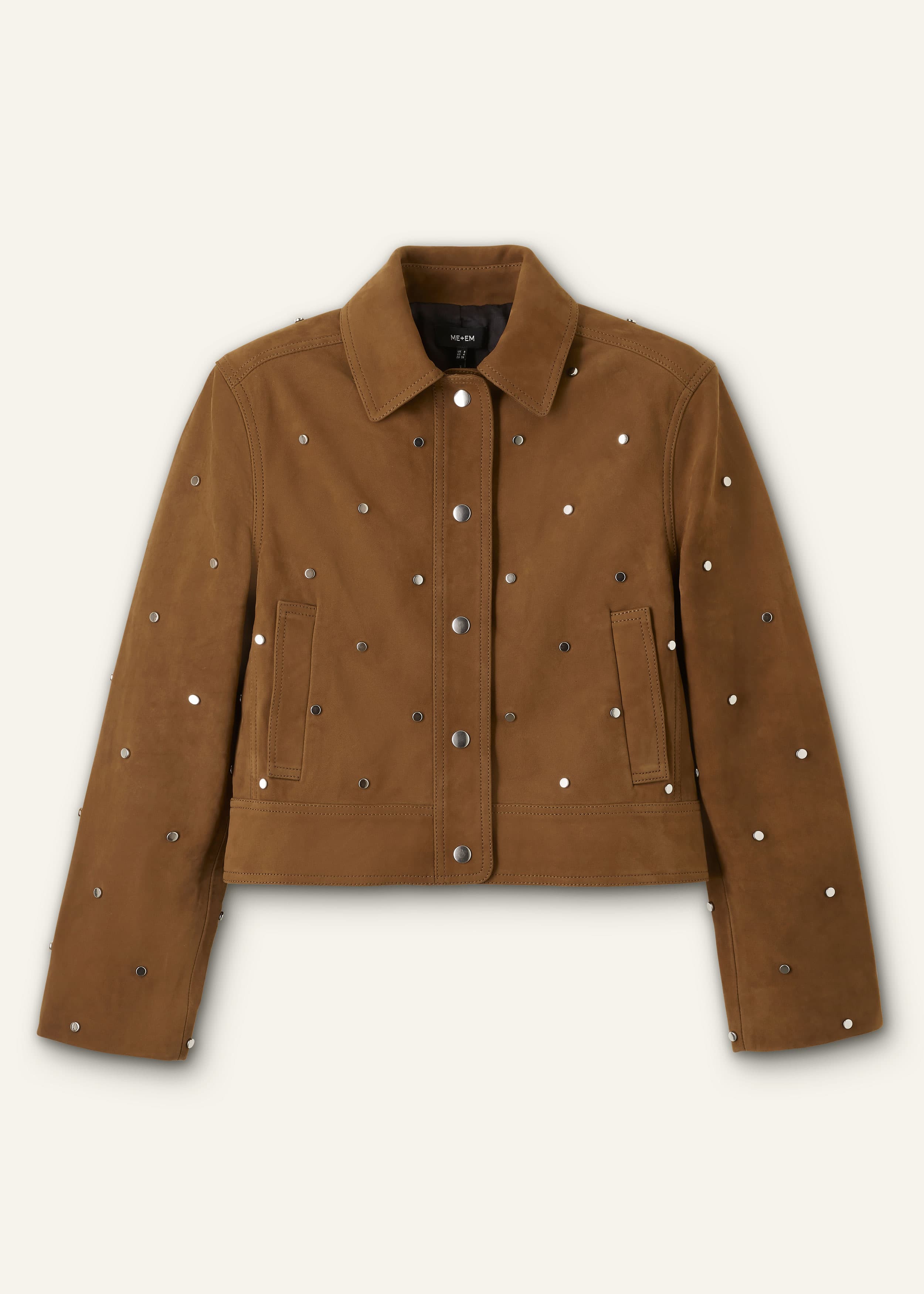 ME+EM Relaxed Studded Jacket | Dark Tan | Image 7