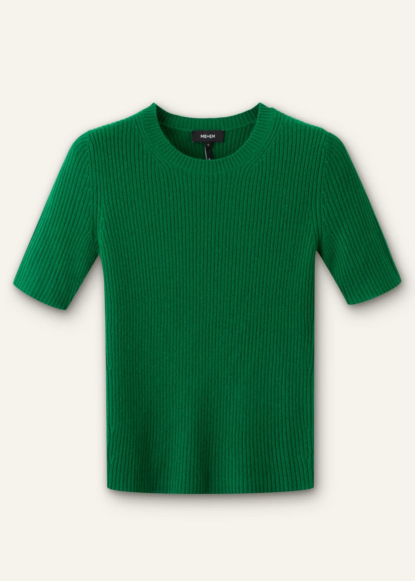 ME+EM Rib Knit Slim Tee | Eden Green | Image 7