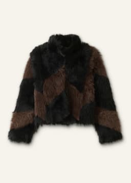 ME+EM Luxe Patchwork Coat | Chocolate/Black | Image 7