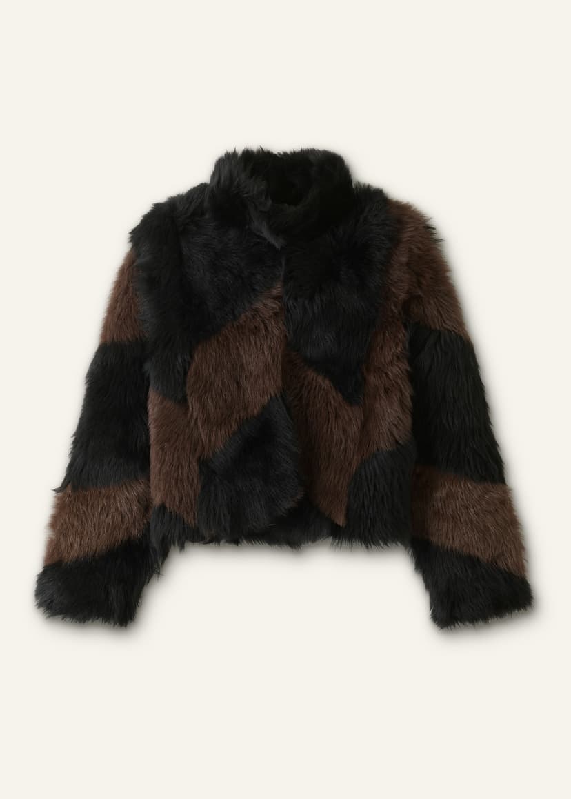 ME+EM Luxe Patchwork Coat | Chocolate/Black | Image 7