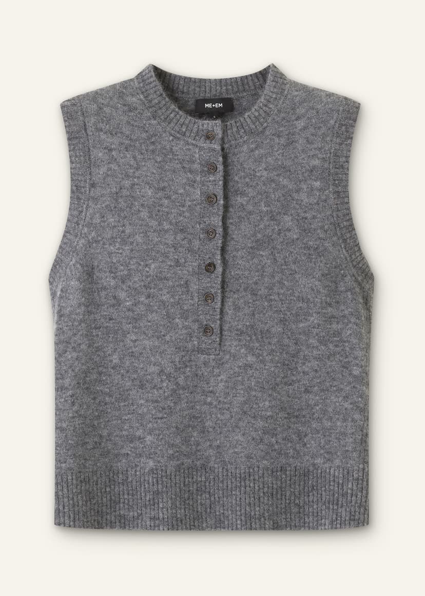 ME+EM Henley Knit Vest | Mid Grey Mélange | Image 7