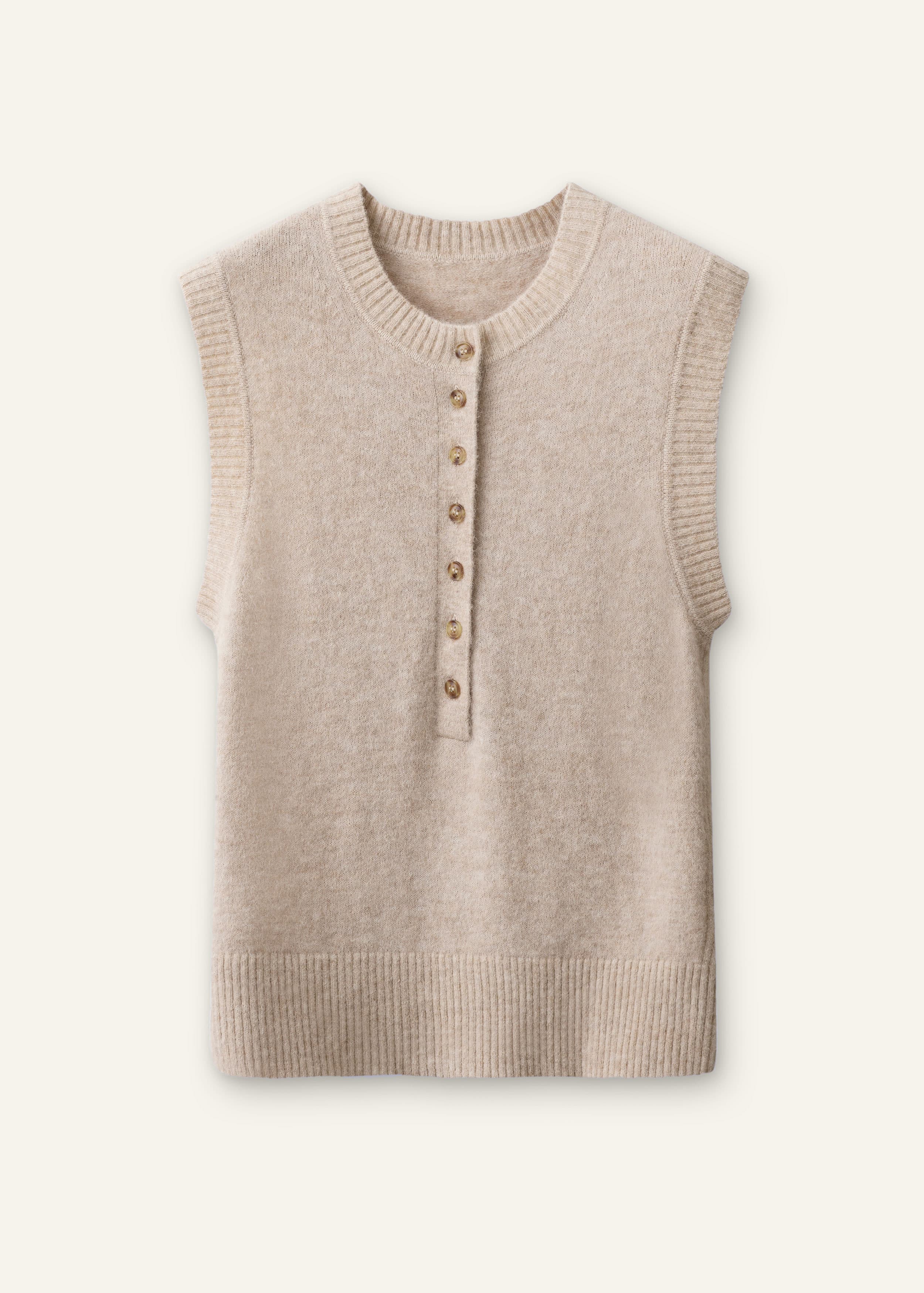 ME+EM Henley Knit Tank | Oatmeal Mélange | Image 7