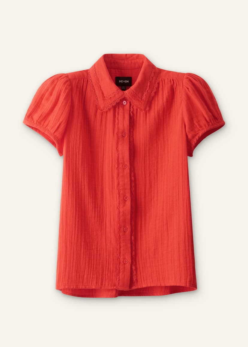ME+EM Summer Trim Blouse | Poppy Red | Image 8