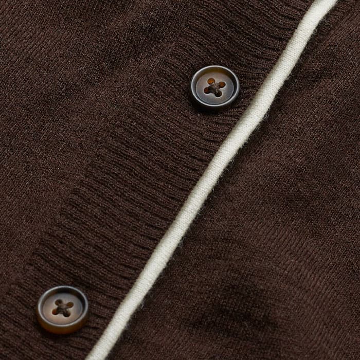 ME+EM Barely There Cardigan | Warm Chocolate/Soft White | Image 6
