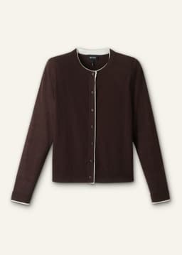 ME+EM Barely There Cardigan | Warm Chocolate/Soft White | Image 7