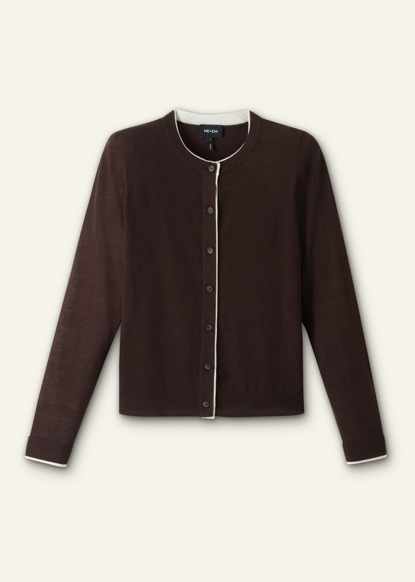 ME+EM Barely There Cardigan | Warm Chocolate/Soft White | Image 7
