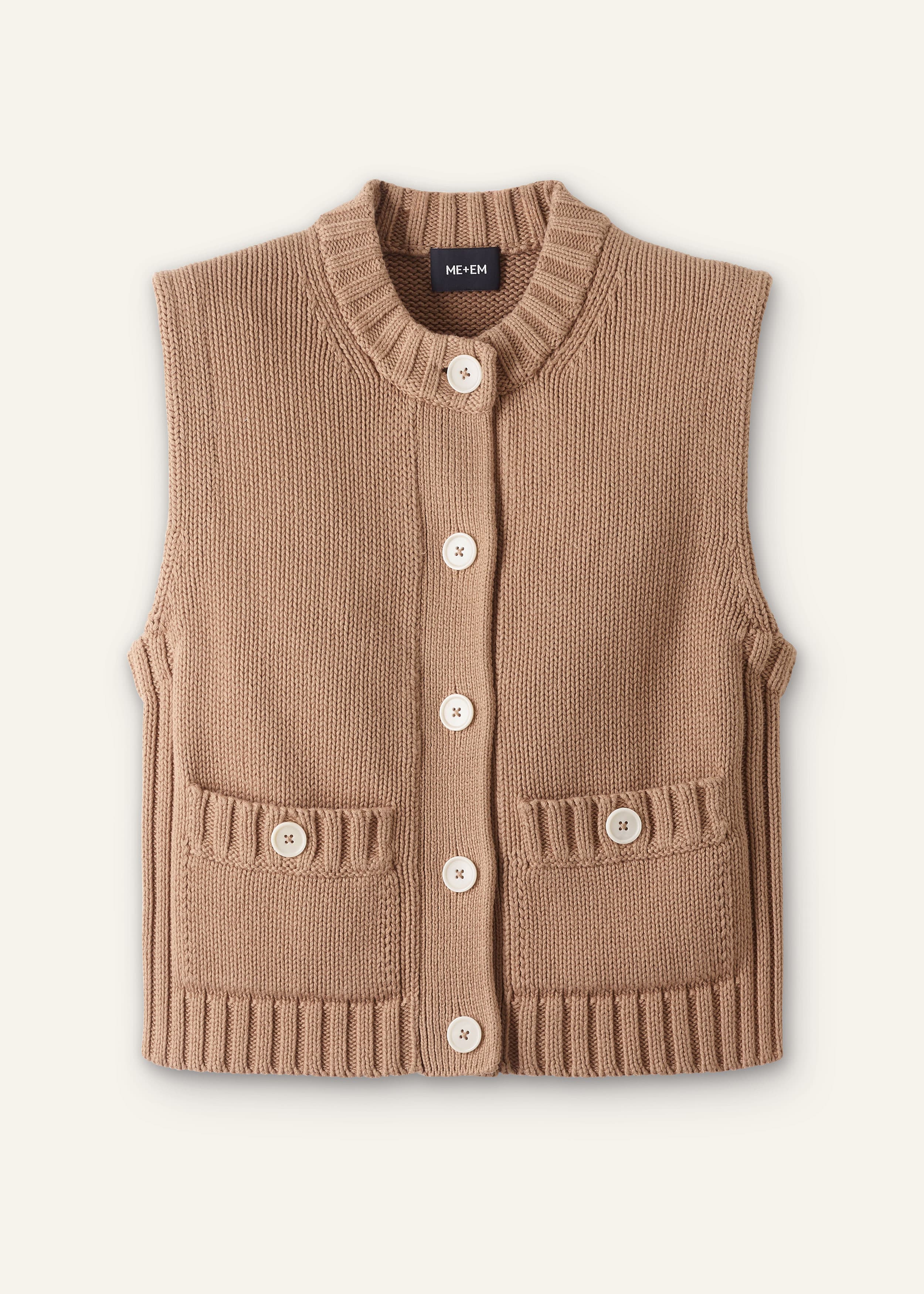 ME+EM Straight Crop Vest | Tan | Image 7