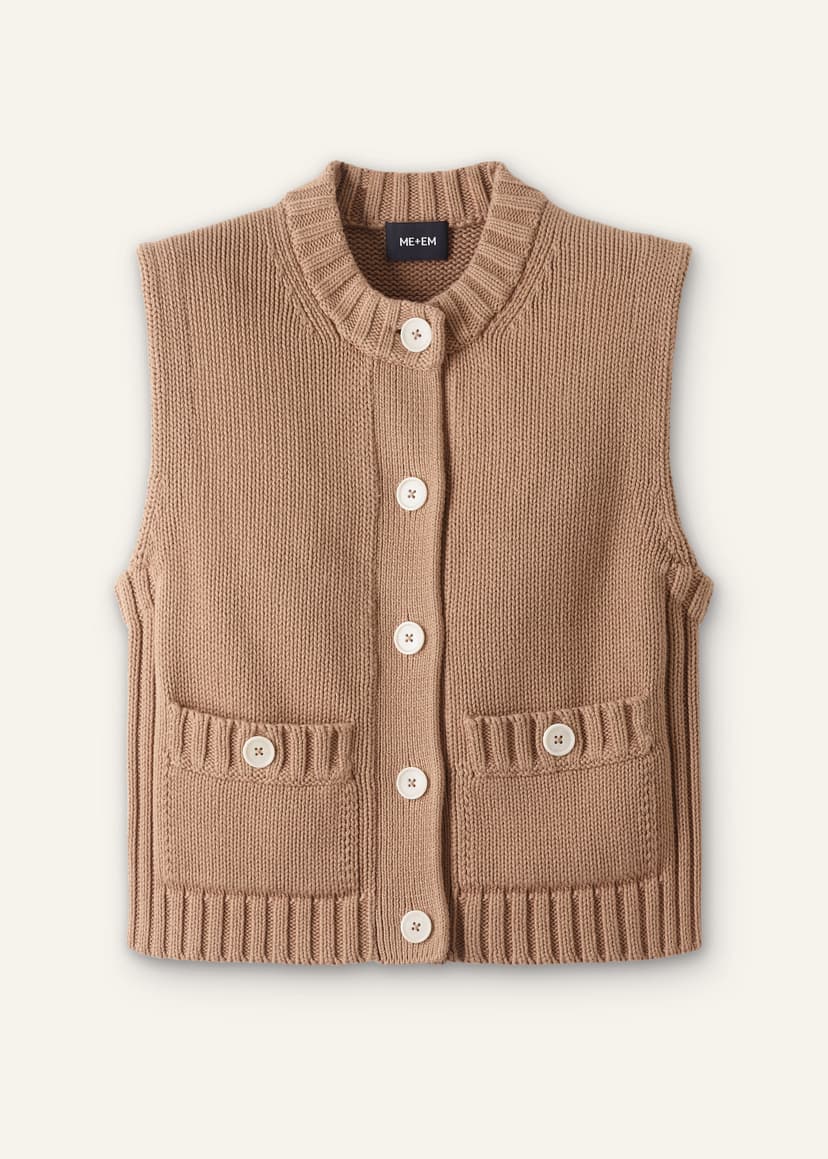 ME+EM Straight Crop Vest | Tan | Image 7