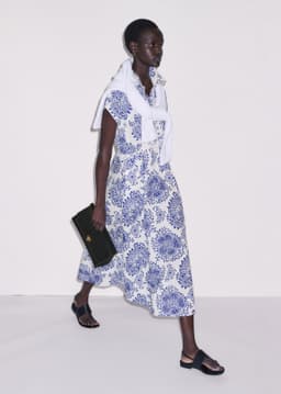 ME+EM Summer Midi Dress | Blue/Soft White | Image 3