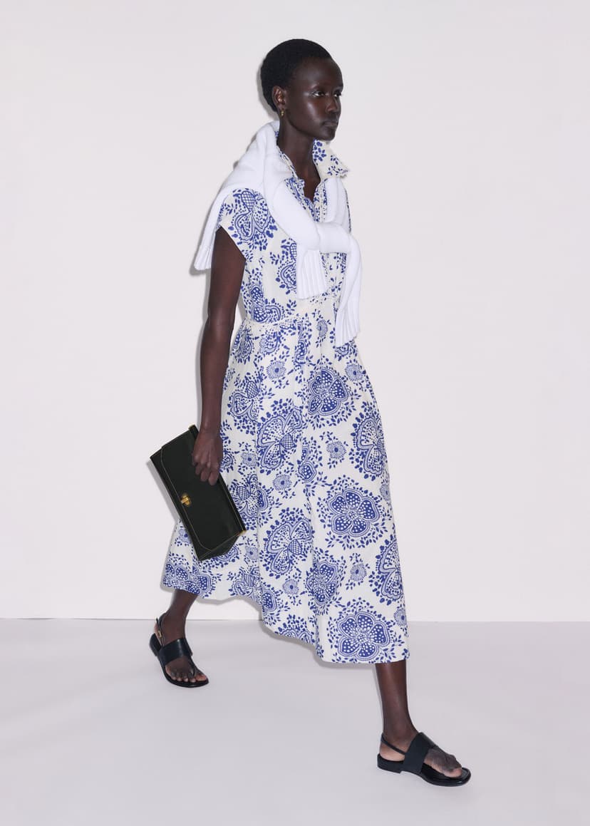 ME+EM Summer Midi Dress | Blue/Soft White | Image 3