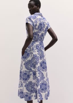 ME+EM Summer Midi Dress | Blue/Soft White | Image 4