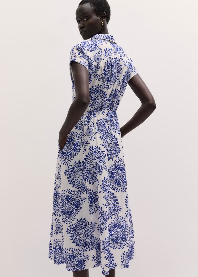 ME+EM Summer Midi Dress | Blue/Soft White | Image 4