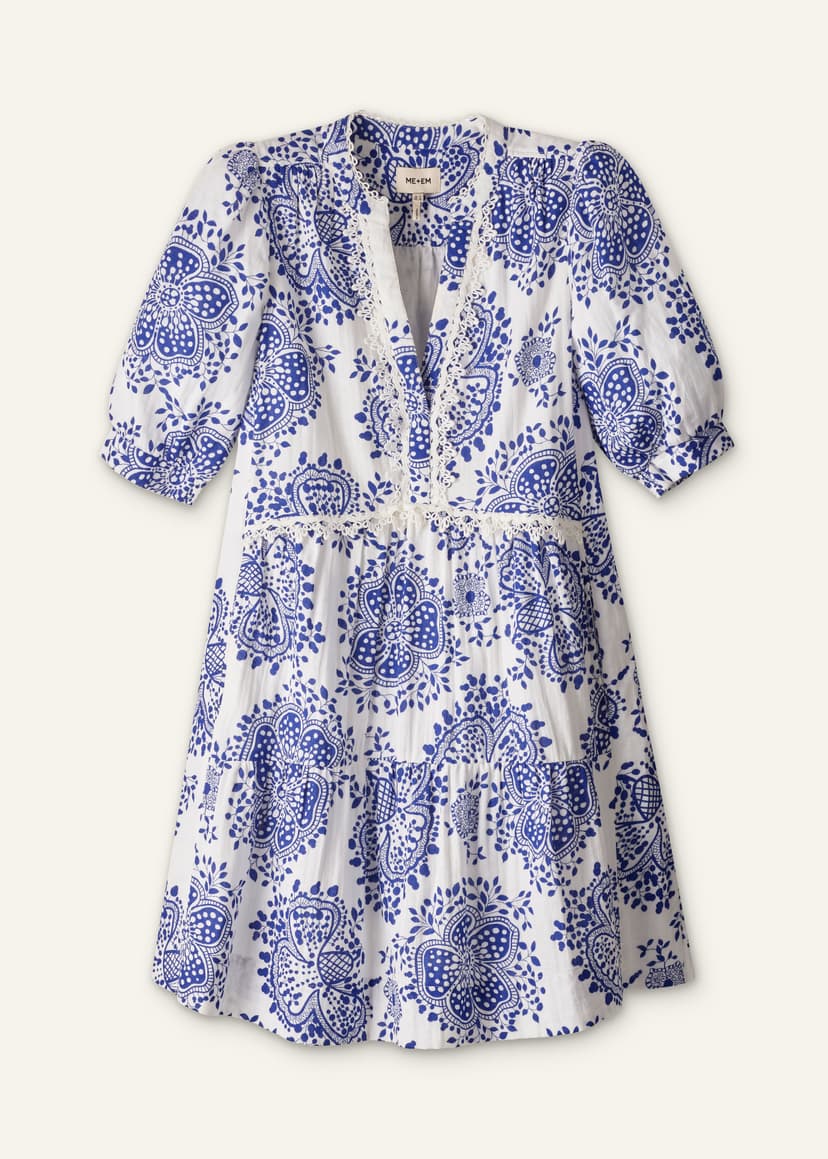 ME+EM Short Swing Dress | Soft White/Blue | Image 6