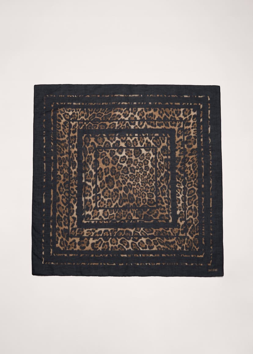ME+EM Leopard Border Scarf | Leopard Print | Image 1