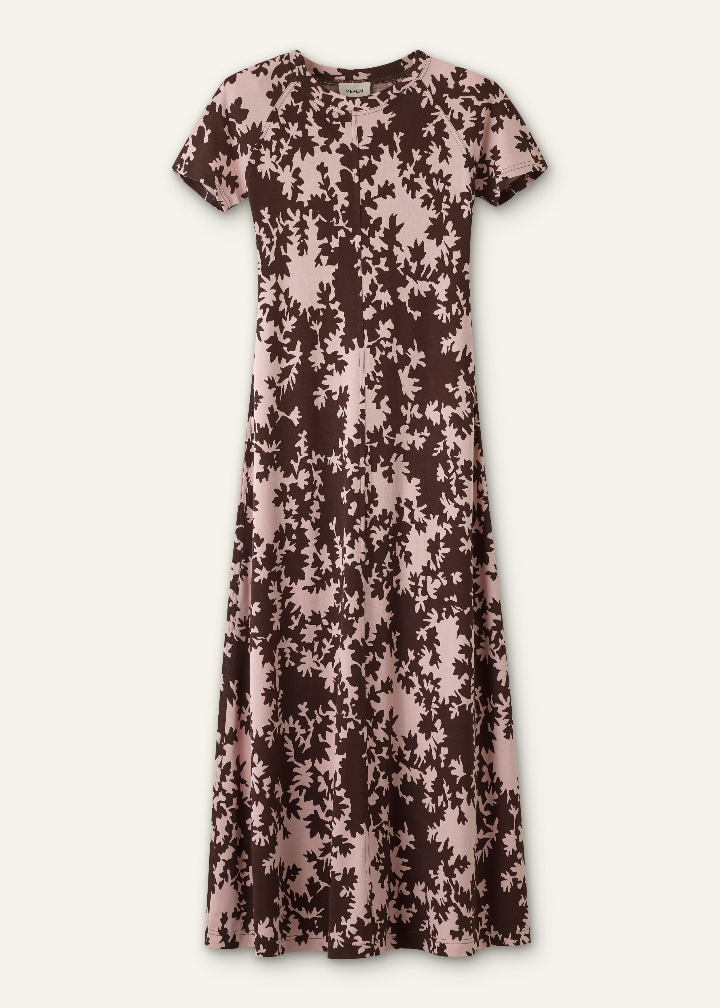 ME+EM Raglan Sleeve Maxi Dress | Blush Pink/Cocoa Brown | Image 6