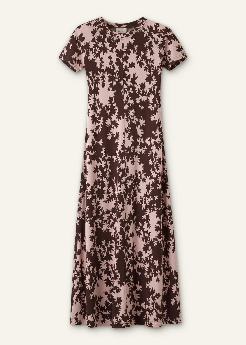 ME+EM Raglan Sleeve Maxi Dress | Blush Pink/Cocoa Brown | Image 6