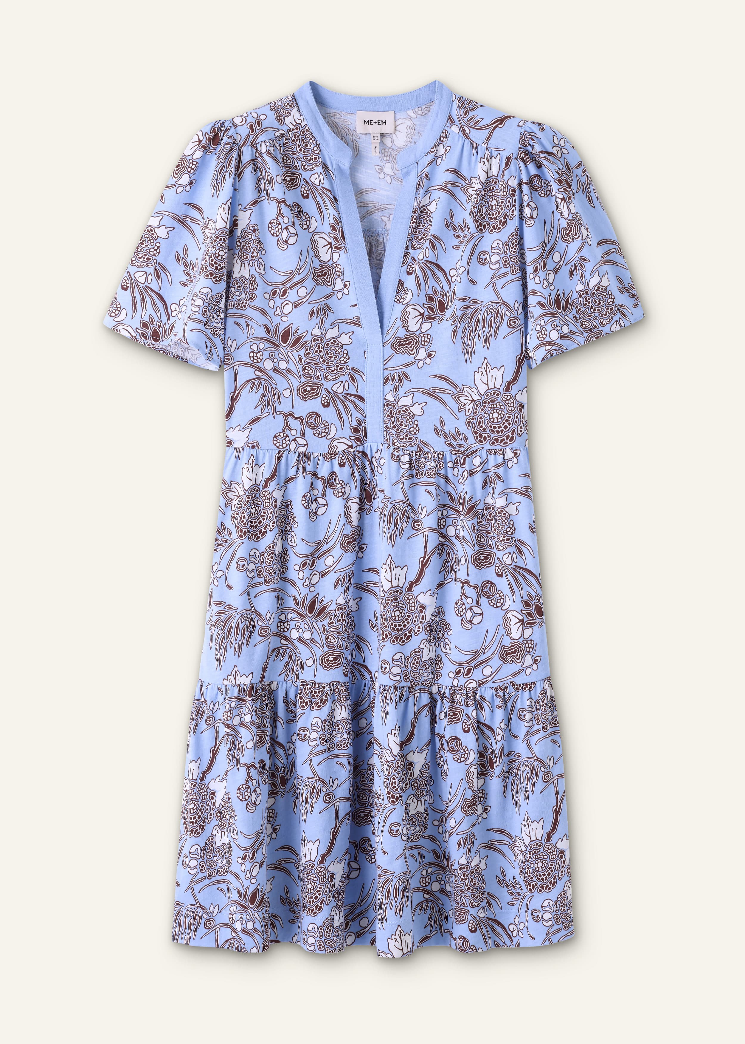 ME+EM Tiered Short Dress | Blue Multi | Image 6