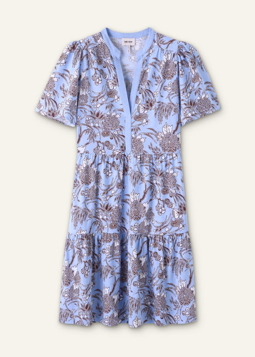 ME+EM Tiered Short Dress | Blue Multi | Image 6