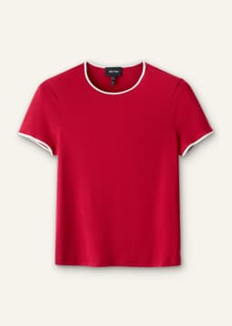 ME+EM Contrast Trim Slim Tee | Deep Carmine Red/Light Cream | Image 7