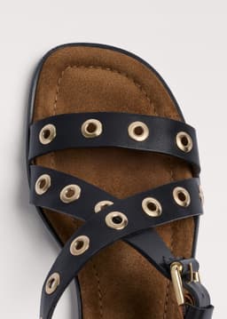 ME+EM Eyelet Stud Sandal | Black | Image 3