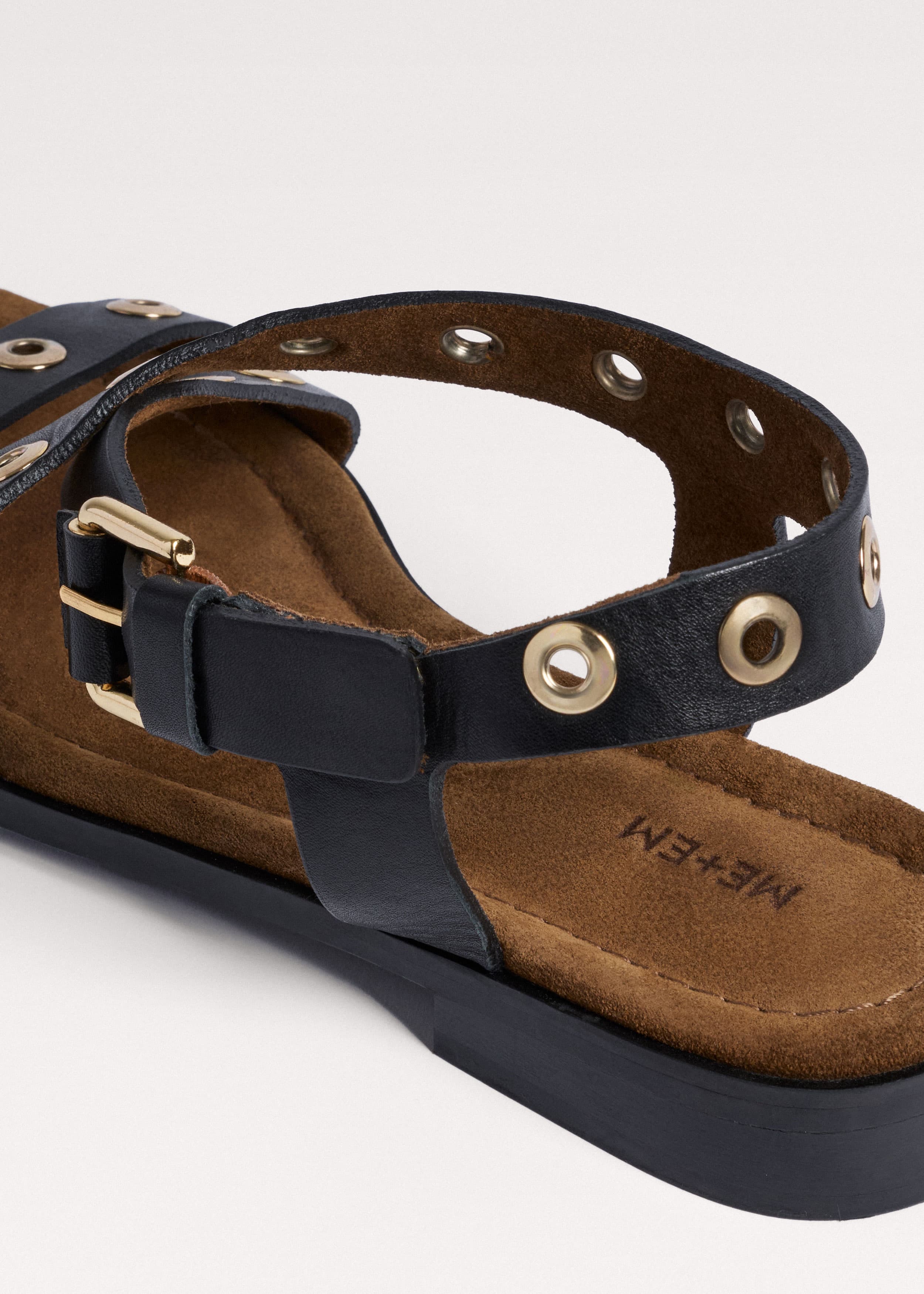 ME+EM Eyelet Stud Sandal | Black | Image 7