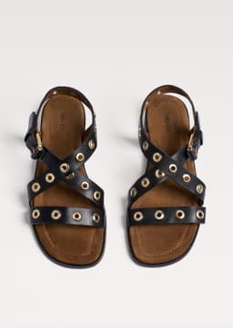 ME+EM Eyelet Stud Sandal | Black | Image 1