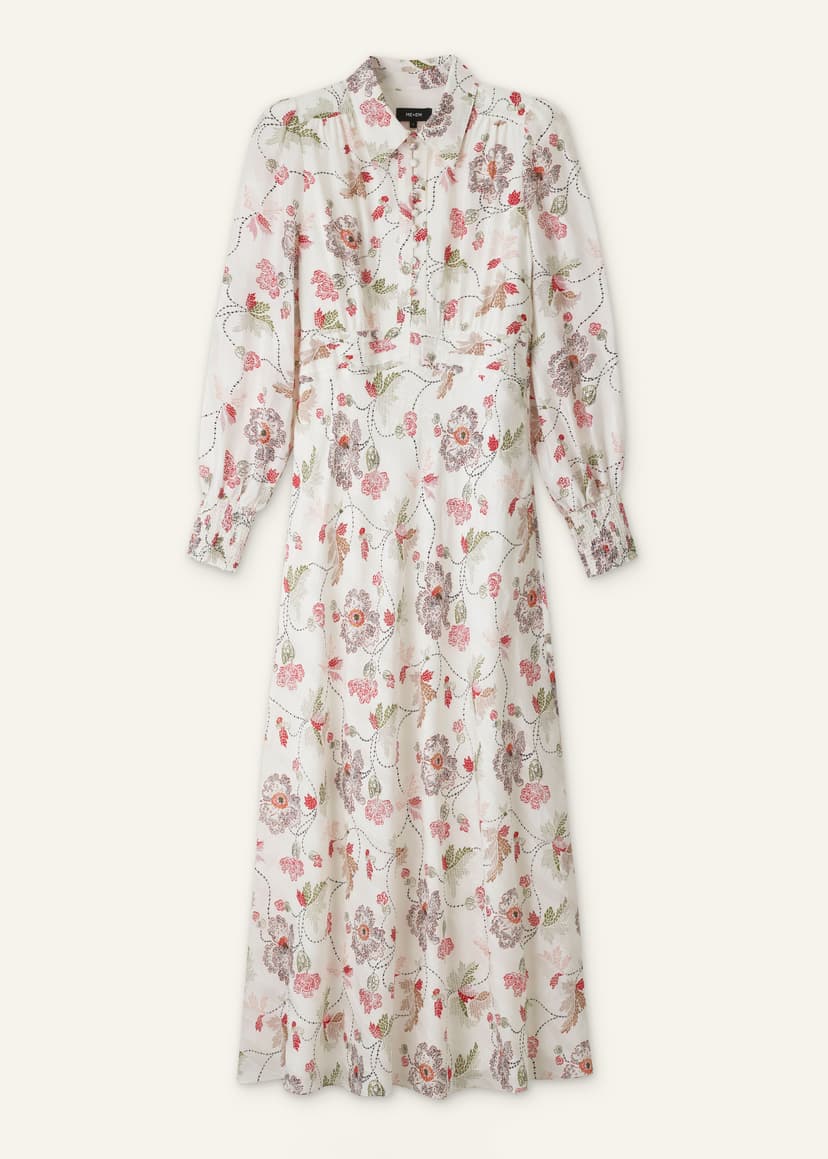 ME+EM Fit + Flare Maxi Dress | Light Cream Multi | Image 7